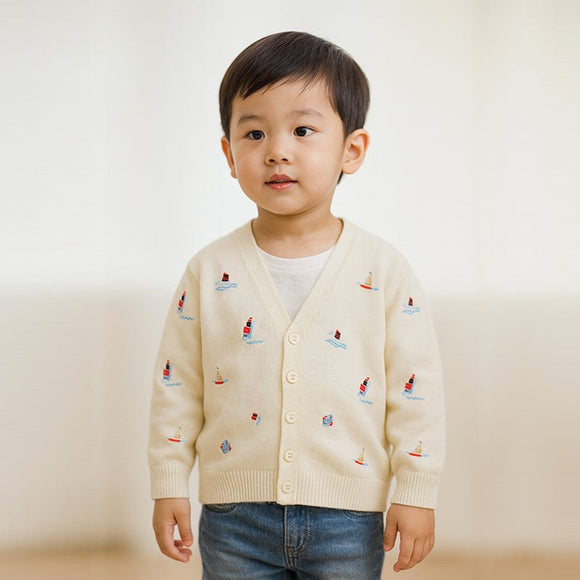 Tiny Sailboats Cardigan (Beige)