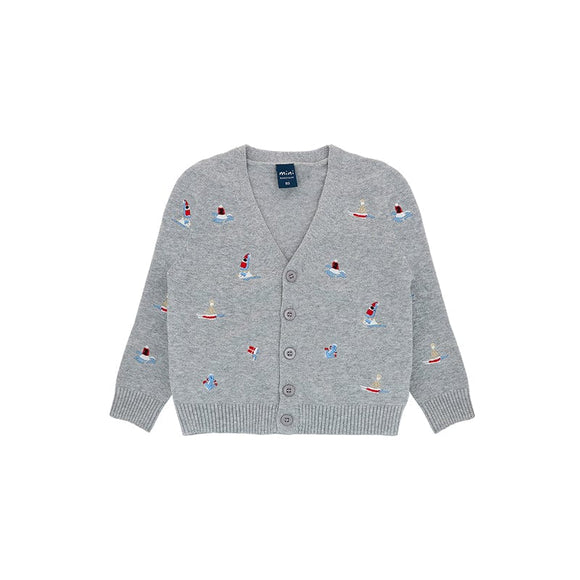 Tiny Sailboats Cardigan (Grey)