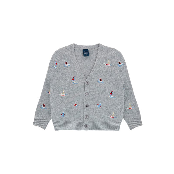 Tiny Sailboats Cardigan (Grey)