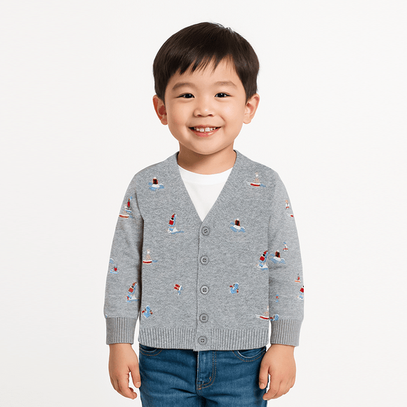 Tiny Sailboats Cardigan (Grey)