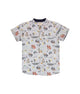 Mandarin Collar Shirt - Tribal Racoons (Grey)