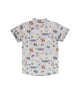 Mandarin Collar Shirt - Tribal Racoons (Grey)
