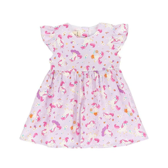 Unicorn & Lollipop Baby Doll Dress (Purple)
