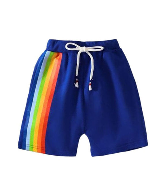Vertical Rainbow Stripey Cotton Drawstring Shorts