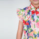 Water painting Flower Qipao with Ruffle Sleeve
