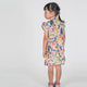 Water painting Flower Qipao with Ruffle Sleeve