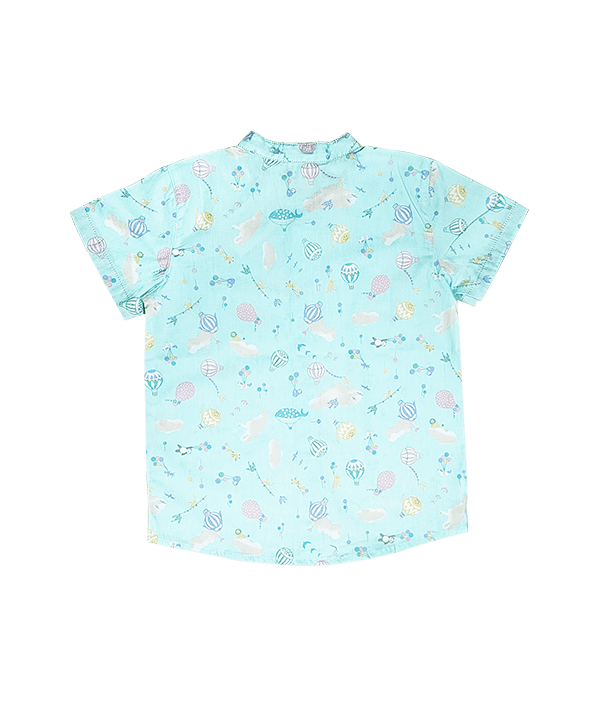 Mandarin Collar Shirt - Whimsical Wonderland (Mint)