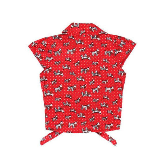 Zebra Knot Sleeveless Blouse (Red)