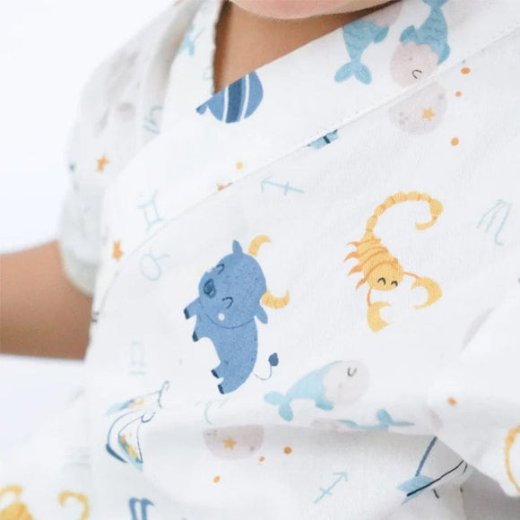 Zodiac Animals Cotton Kimono Style Onesie