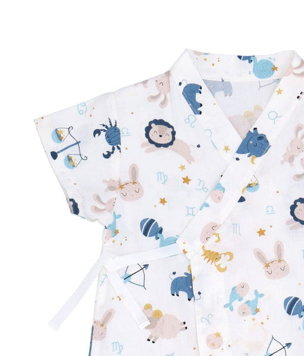 Zodiac Animals Cotton Kimono Style Onesie