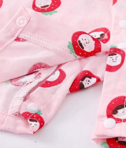 Cherries Pure Cotton Kimono Style Onesie