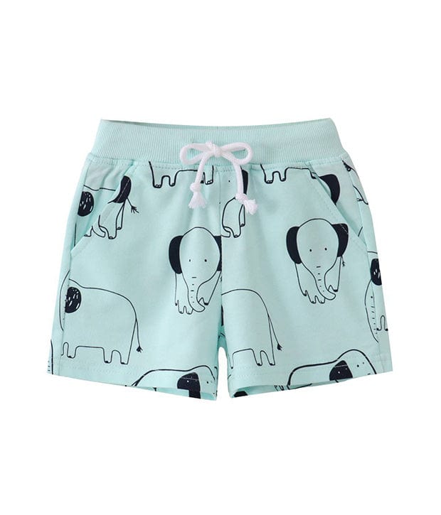 Light Blue Elephant Cotton Shorts – PlayYard