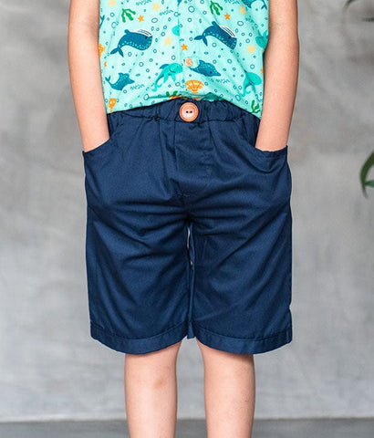 Bruno Pull Up Cotton Shorts (Navy Blue)