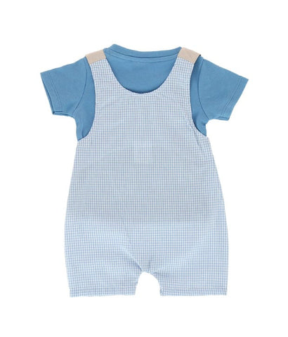 Toy Car 2pc Baby Cotton Checked Playsuit