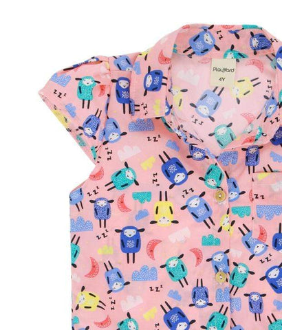 Colourful Sheeps Knot Sleeveless Blouse