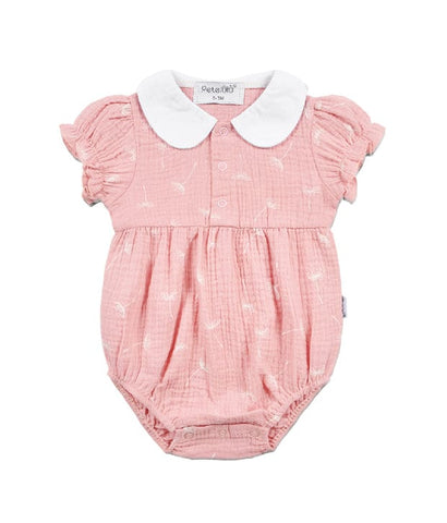 Dandelion Round Collar Muslin Onesie - Pink