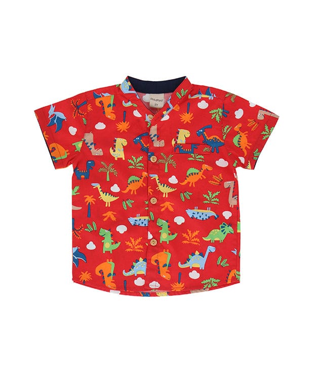 Mandarin Collar Shirt - Dino & Ferns