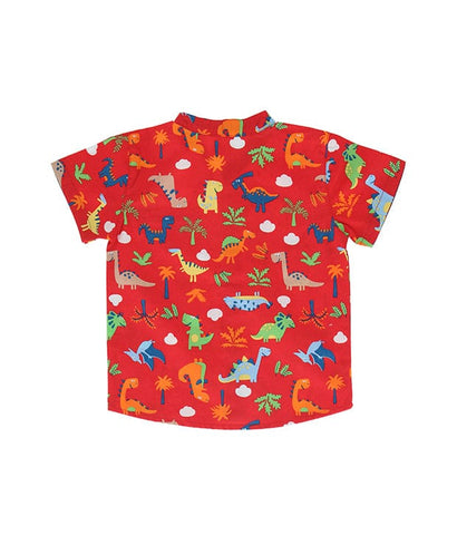 Mandarin Collar Shirt - Dino & Ferns