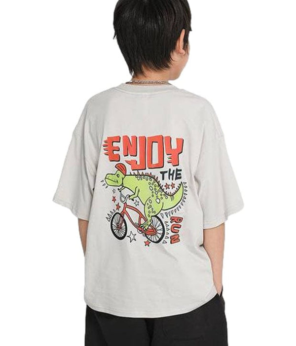 Dino Riding Bike Streetwear Tee (White)