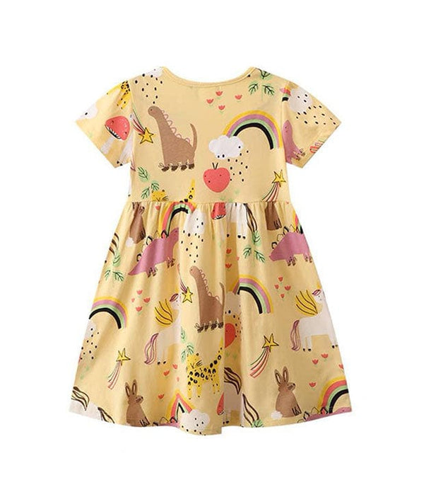 Dino & Rainbow Cotton Dress