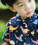 Mandarin Collar Shirt - Dino & Rainbow (Navy)