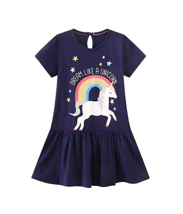 Dream Like a Unicorn Rainbow Cotton Dress
