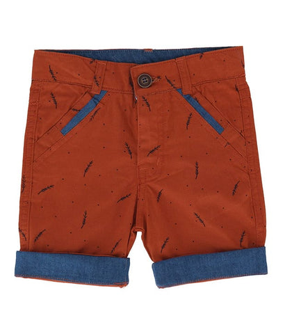 Jaxon Feather Print Cotton Bermudas - Brown