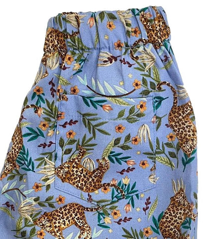 Leopard in Safari Pull Up Shorts (Sky Blue)