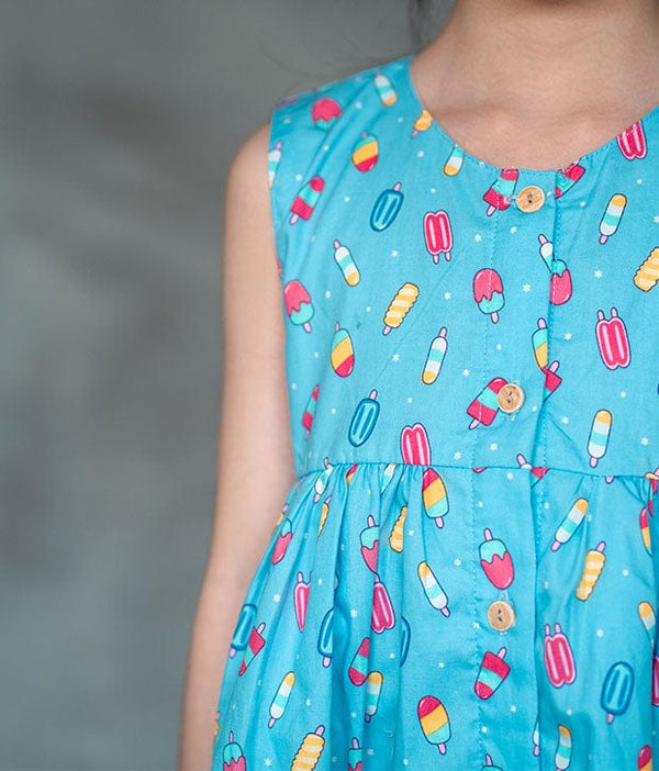 Button Down Lollipop Dress (Light Blue)