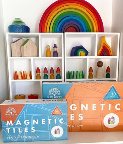 Learn & Grow Toys Magnetic 64 Piece Tiles Set