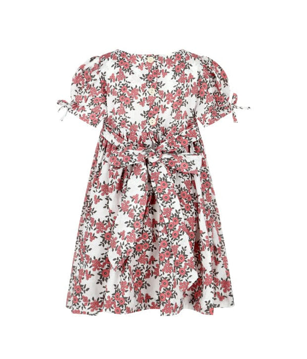 Margo Coral Flowers Smocked Dress