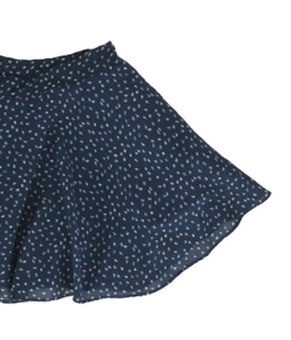 Navy Wavy Soft Cotton Skirt - Adjustable Waistband