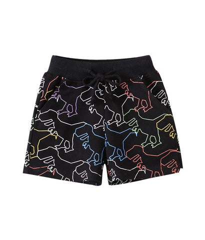Neon Colour Dino Drawstring Cotton Shorts