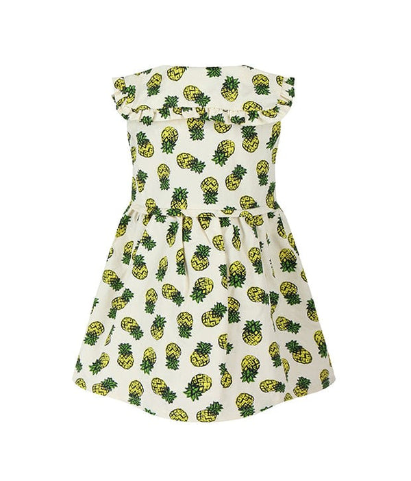 Button Down Pineapple Ruffle Sleeve Dress