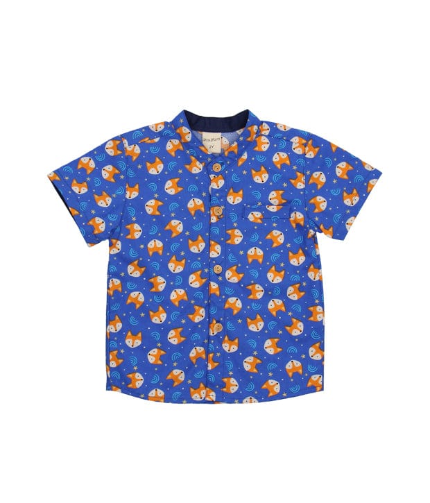 Mandarin Collar Shirt - Fox & Rainbow