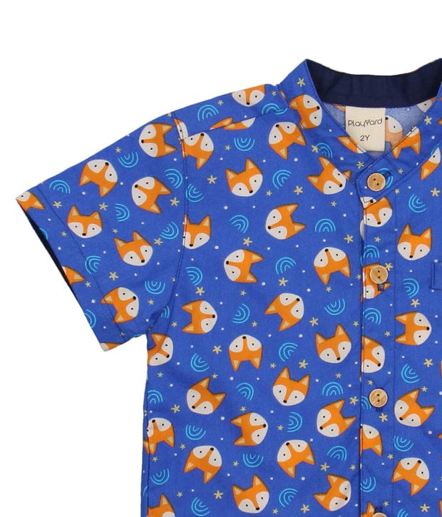 Mandarin Collar Shirt - Fox & Rainbow
