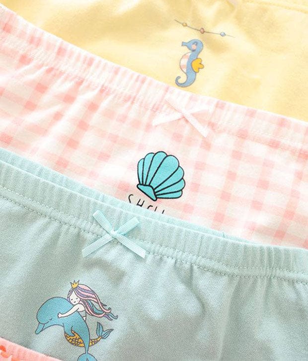 Seashell & Mermaid Cotton Undies (5pc Pack)