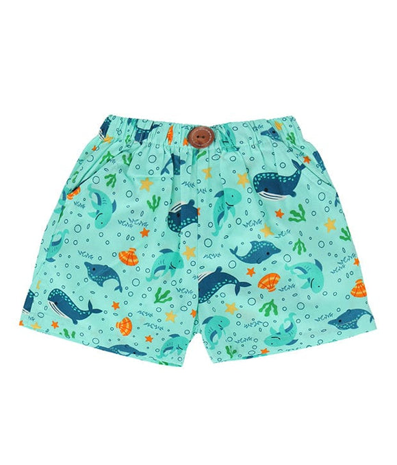 Sea World Mammals Pull Up Shorts (Mint Green)