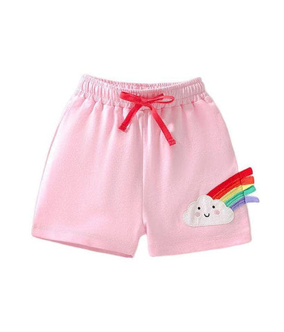 Smiley Cloud & Rainbow Cotton Drawstring Shorts