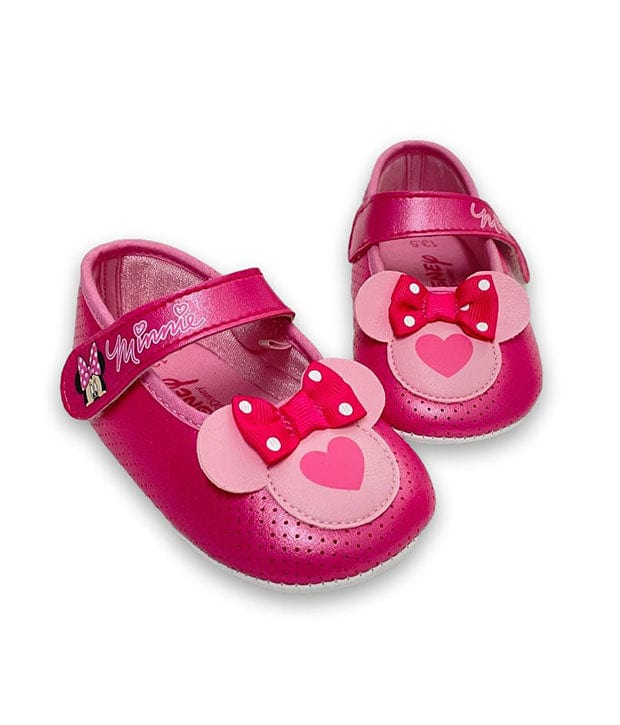 Minnie Mouse Soft Sole Ribbon Shoes - Fushia