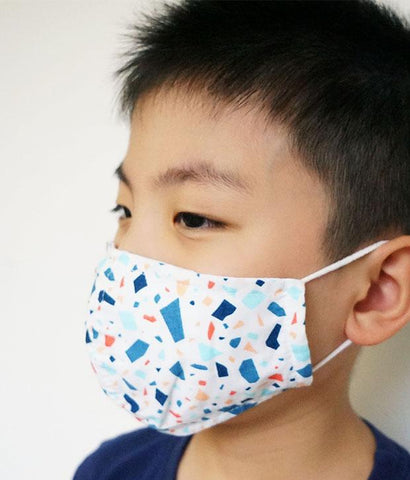 Reusable Kid's Fabric Face Mask With Filter Slot - Terrazzo