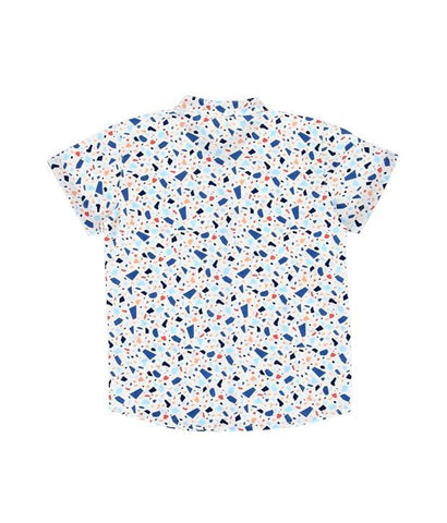 Mandarin Collar Shirt - Terrazzo (Dark Blue)