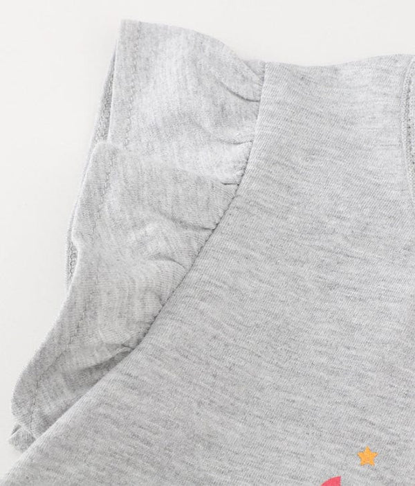 Grey Ruffle Sleeve Unicorn Tutu Dress