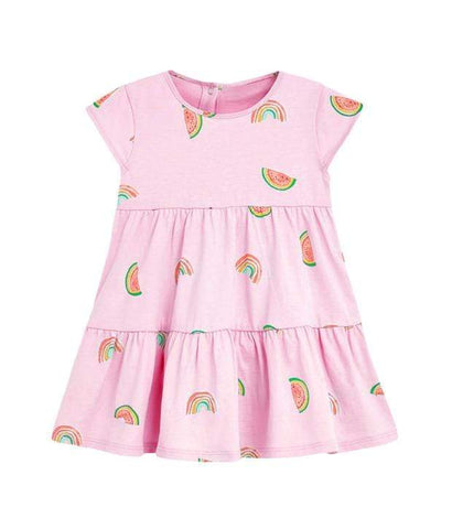 Watermelon & Rainbow Tiered Cotton Dress