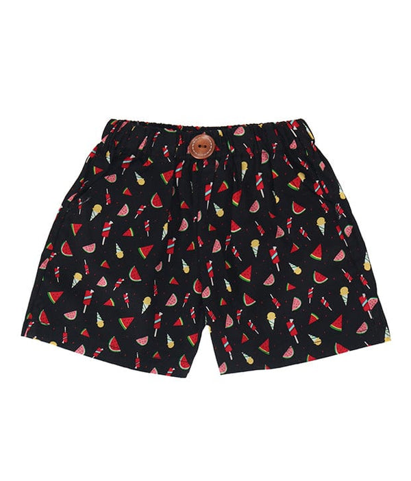 Watermelon Summer Pull Up Shorts (Black)